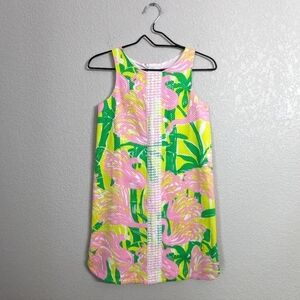 Lilly Pulitzer For Target Girl Yellow Pink Flamingo Print Dress Sleeveless 10/12